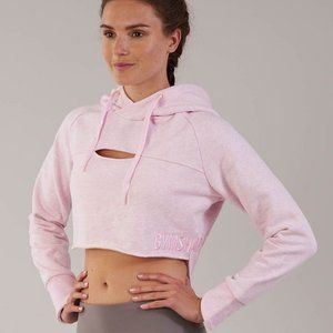 Gymshark Raw Edge Crop Hoodie in Baby Pink